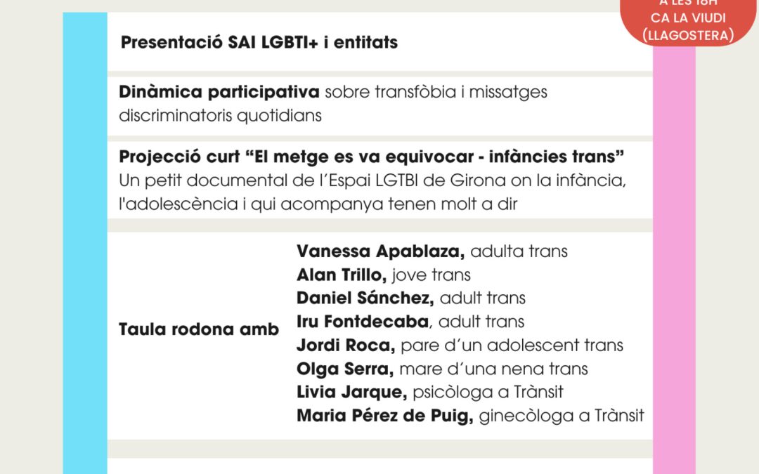 🌈 Taula rodona de vivències trans – Drets, Reptis i Orgull –