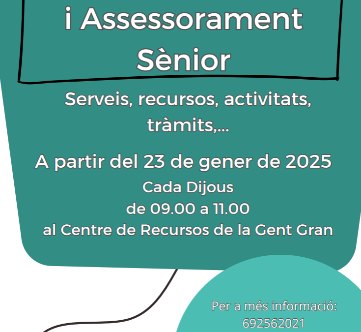 Servei d’Informació i Assessorament Sènior a partir del 23 de gener de 2025